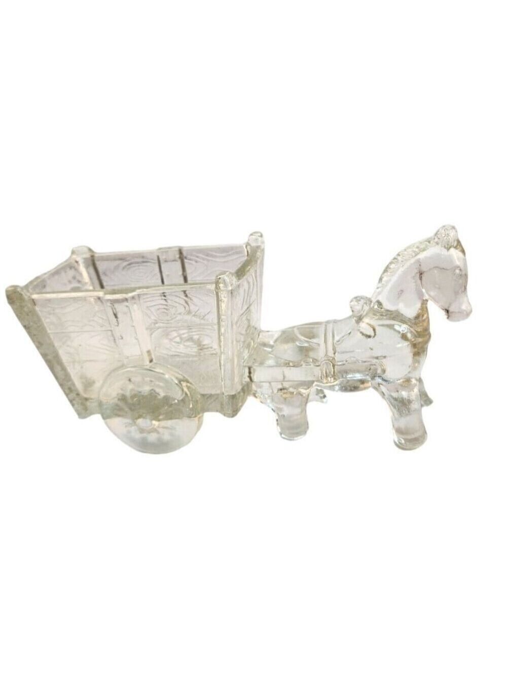 Jeannette Glass Candy Dish Large Horse and Cart Vintage